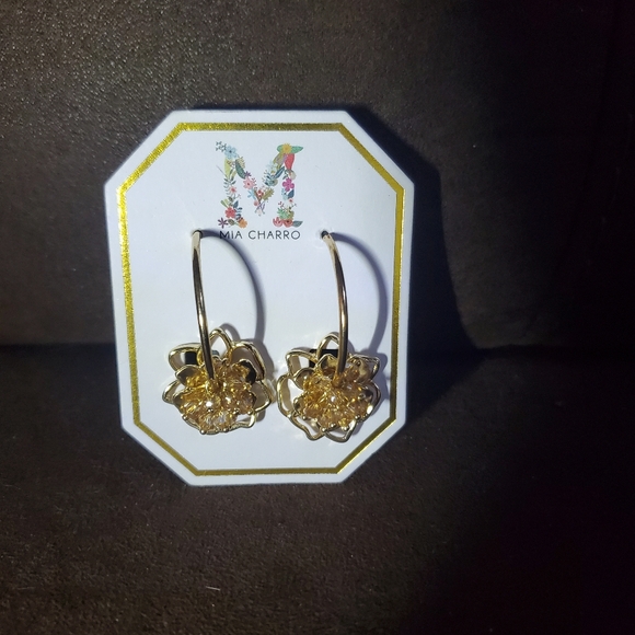 Mia Charro Gold Floral Dangle Earrings - Picture 2 of 2